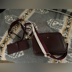 Madewell Camera Bag w/Matching Wallet in Merlot